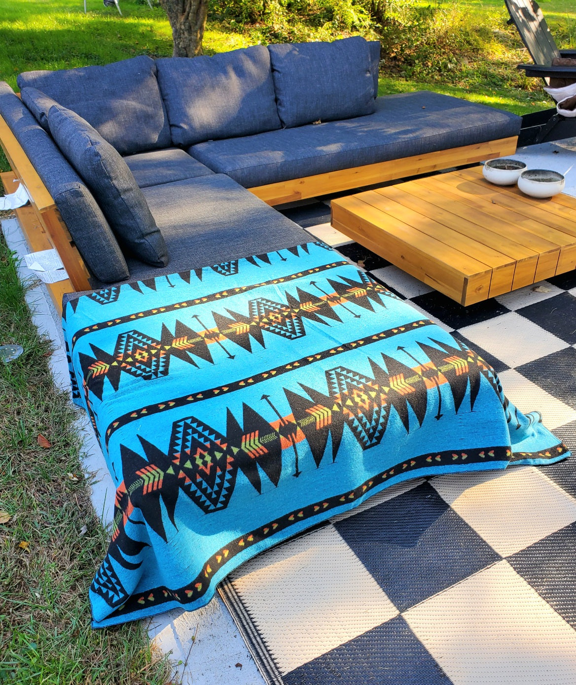 Catskill Camp Blanket in Turquoise