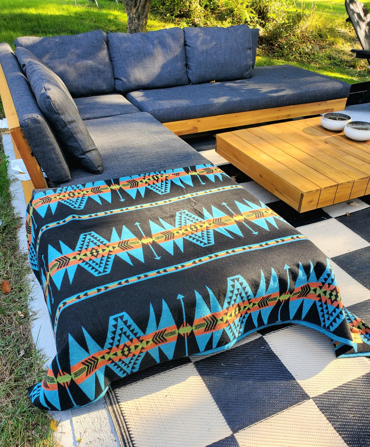 Catskill Camp Blanket in Turquoise
