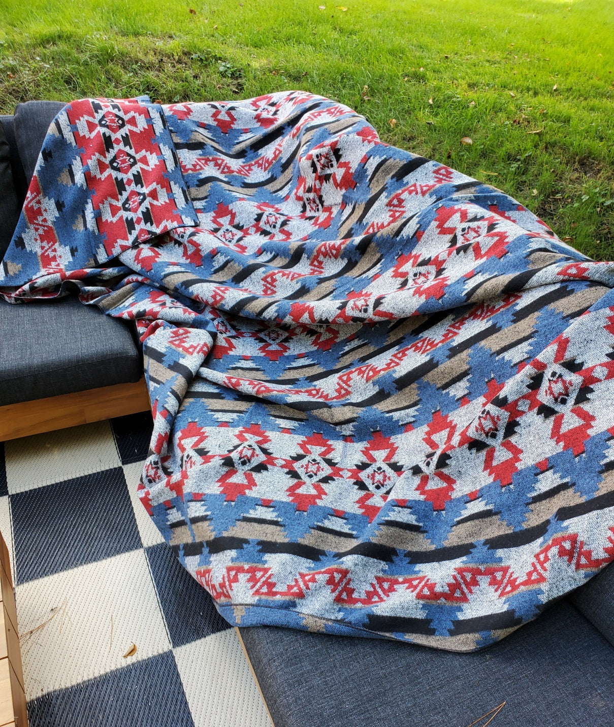 Catskill Camp Blanket in Blue Stone