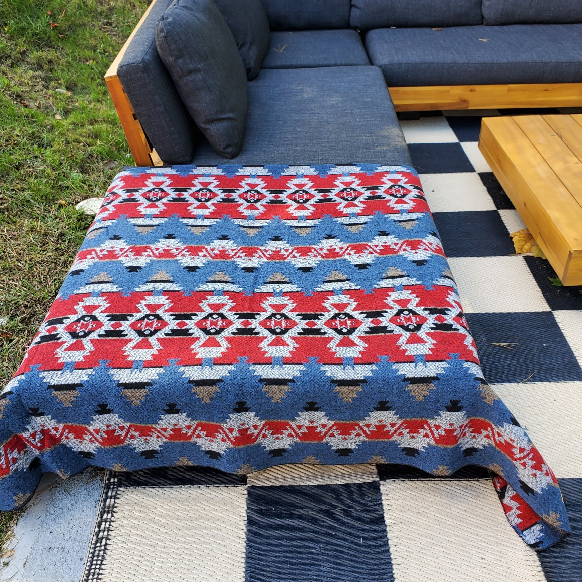 Catskill Camp Blanket in Blue Stone