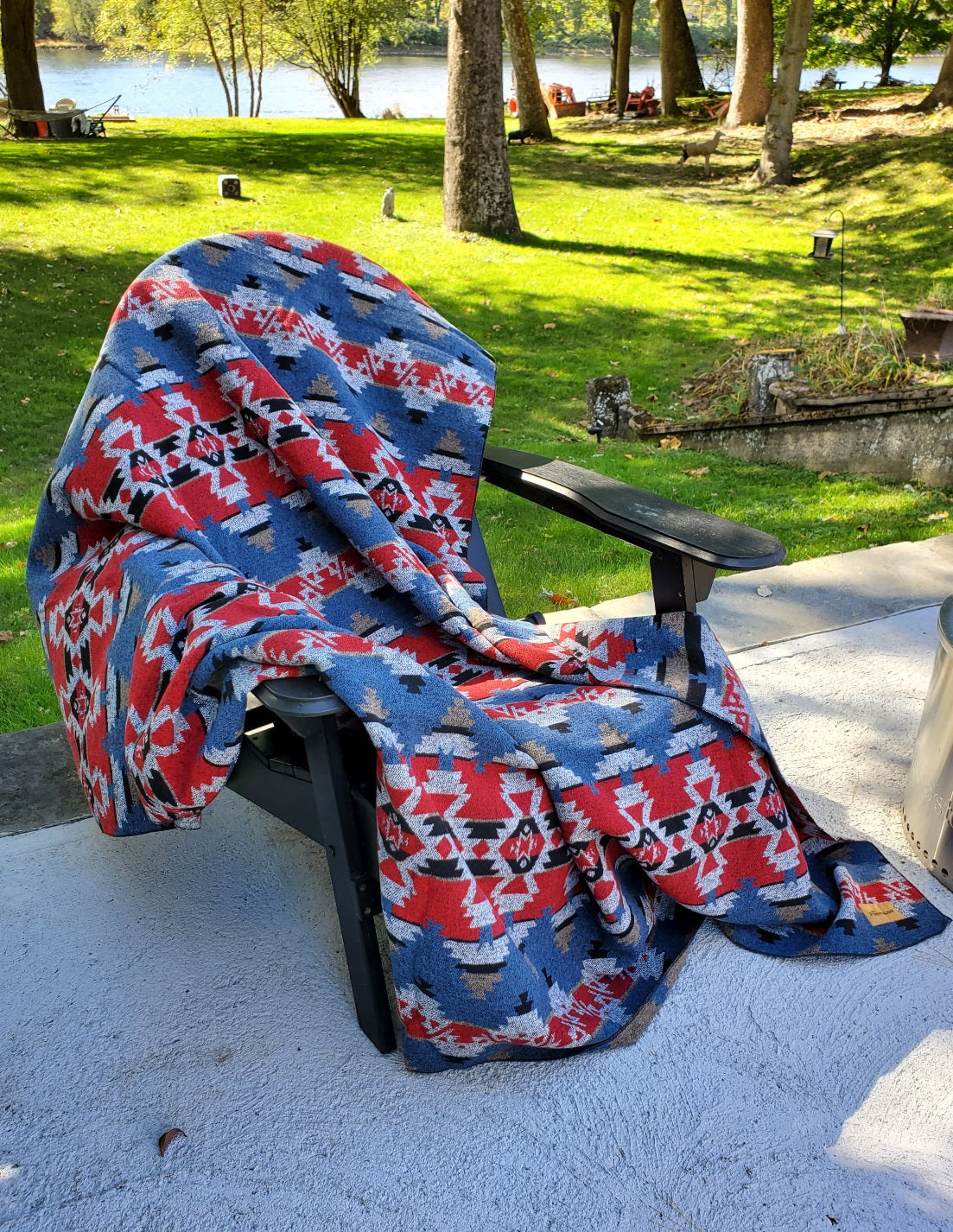 Catskill Camp Blanket in Blue Stone