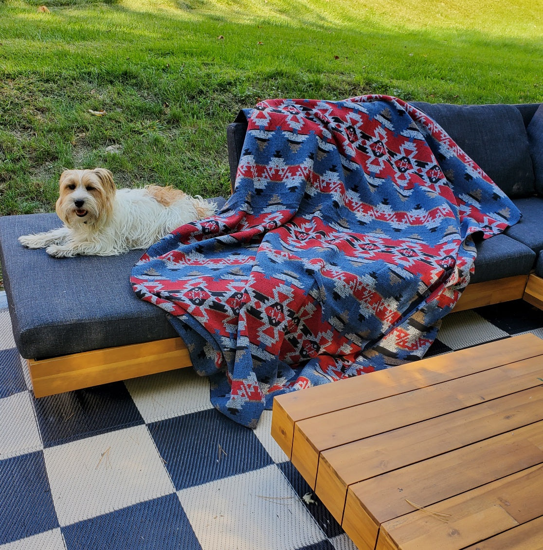 Catskill Camp Blanket in Blue Stone