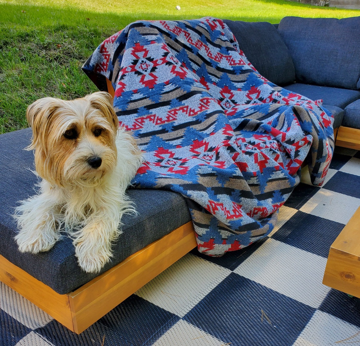Catskill Camp Blanket in Blue Stone